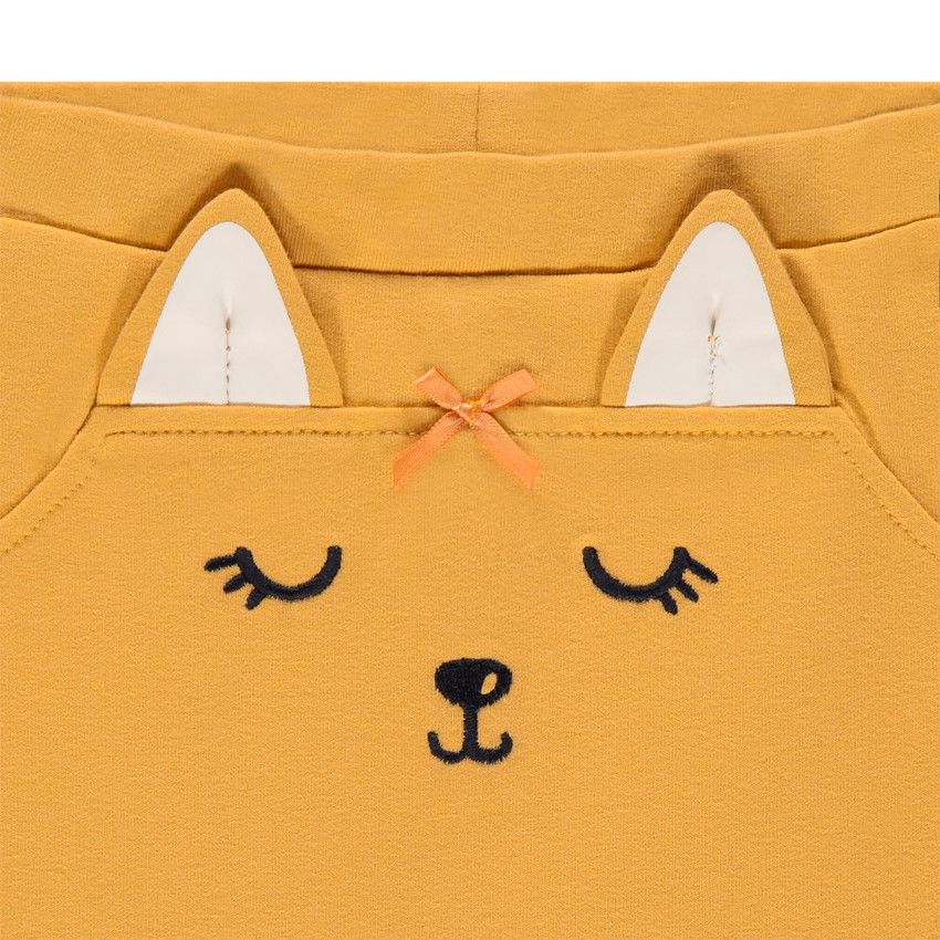 Pantalon de jogging en molleton à animal brodé et oreilles en relief - Jaune