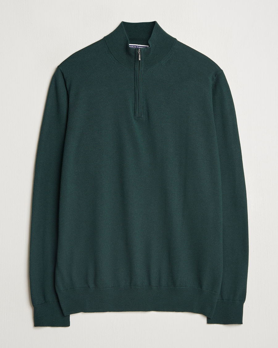 Charles Tyrwhitt Pure Merino Zip Neck Jumper Forest Green