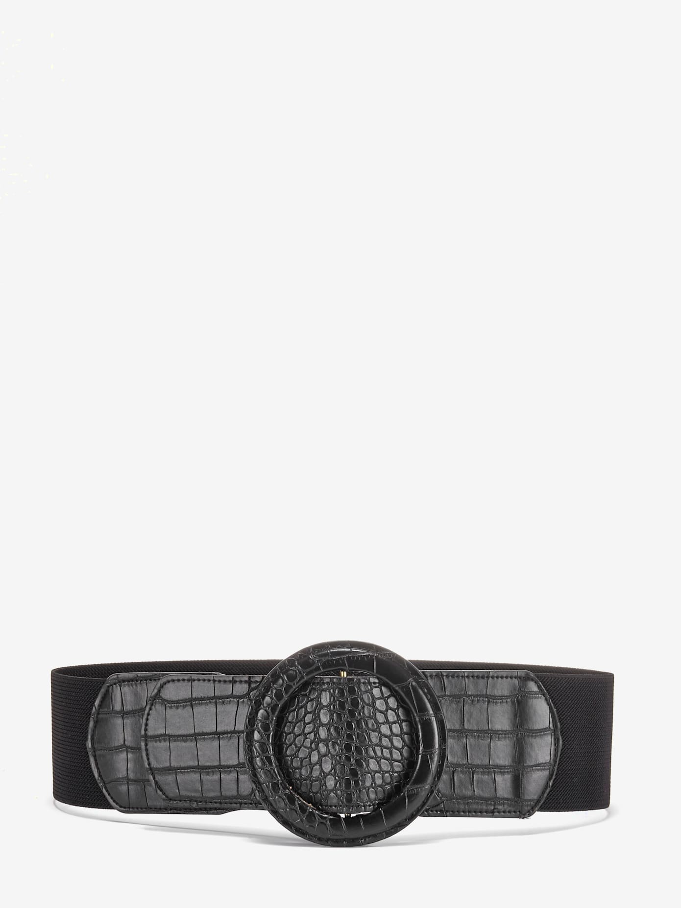 Ceinture imitation croco avec fermoir en anneau ton sur ton