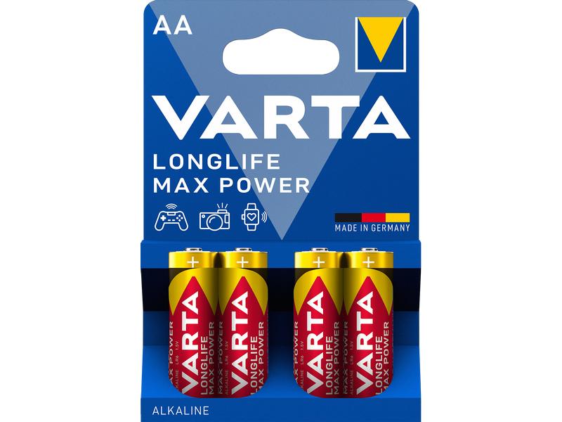 Varta Batterie Longlife Max Power AA , 4 Stück Alkaline Batterie, 1.5 Volt