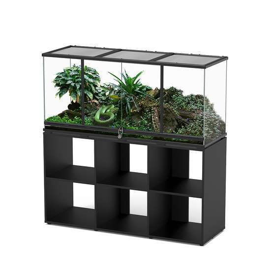 Terrarium et Meuble Standard Noir L.132xP.45xH.60cm