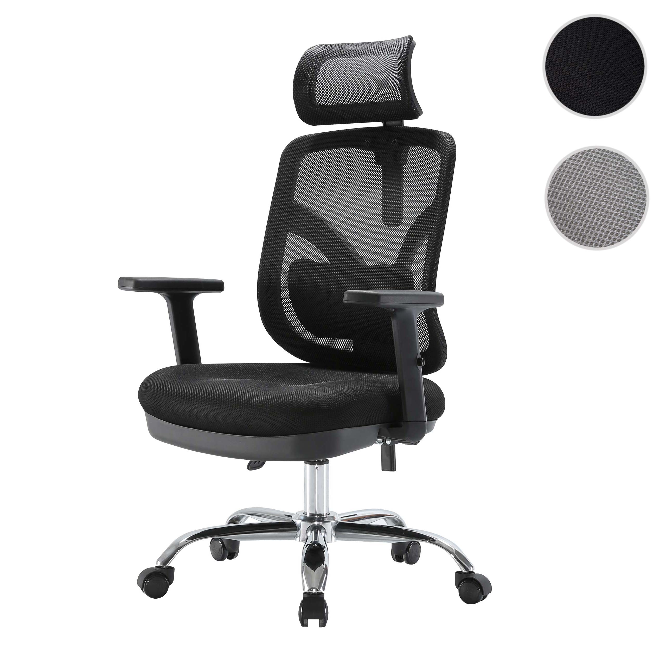 Bürostuhl MCW-J92, Schreibtischstuhl, ergonomisch, verstellbare Lordosenstütze und Armlehne ~ schwarz