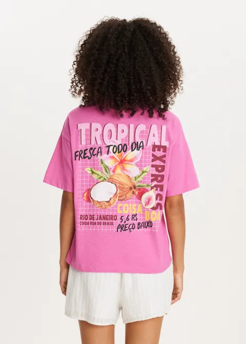 T-shirt met print coconut roze (ROS)