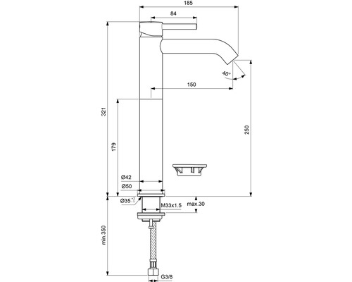 Ideal Standard CERALINE zijdezwart mat wastafelkraan BD137XG