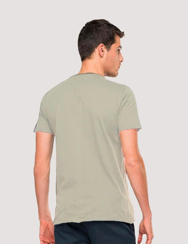 REPLAY T-SHIRT COL ROND COTON LIGHT GREY
