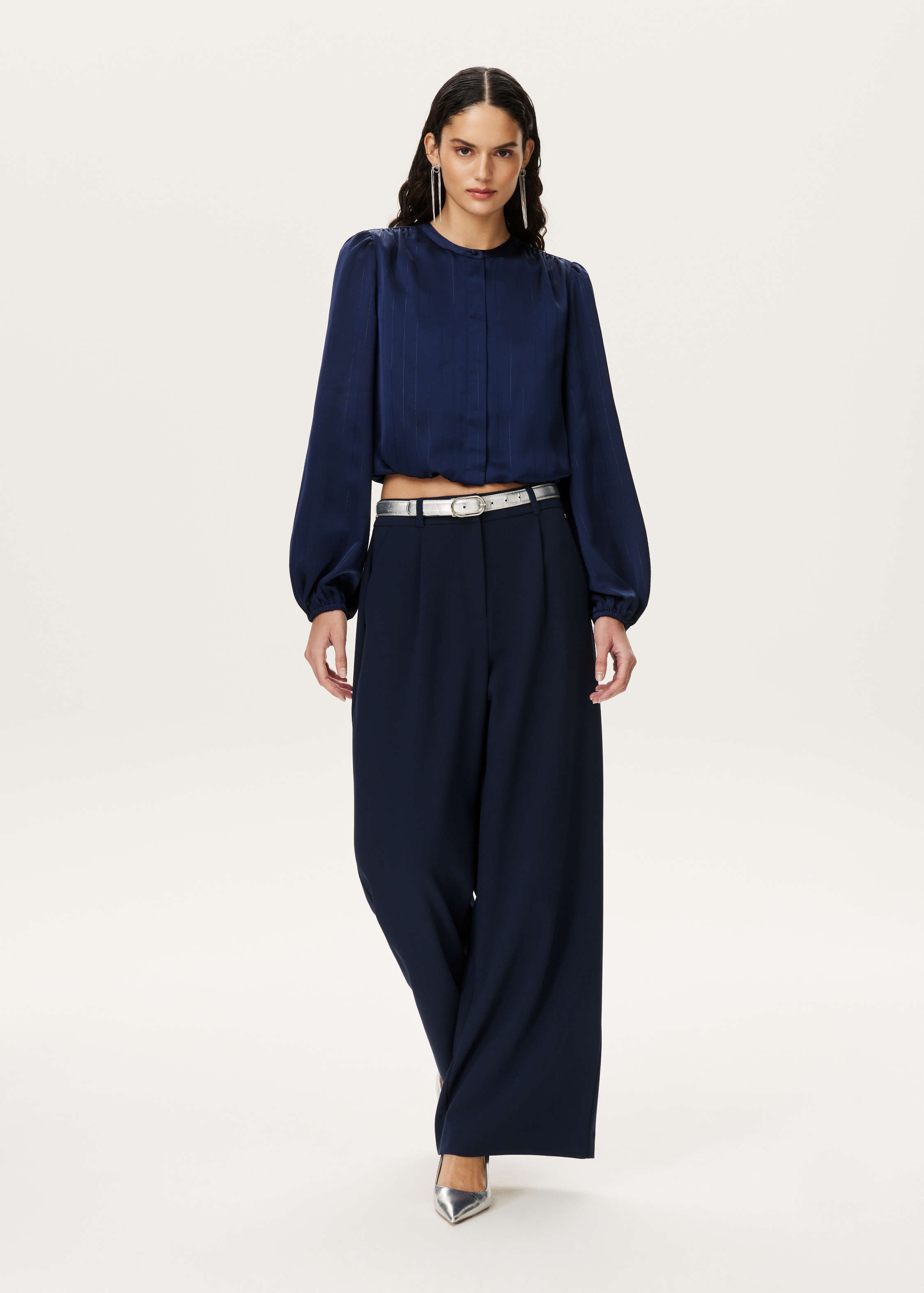 Satijnen blouse cropped