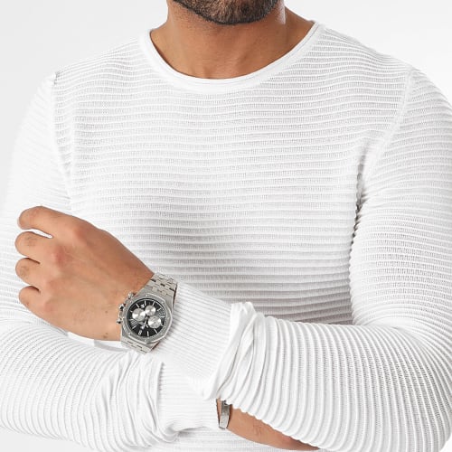 Pull Maille Texturé 0386 Blanc