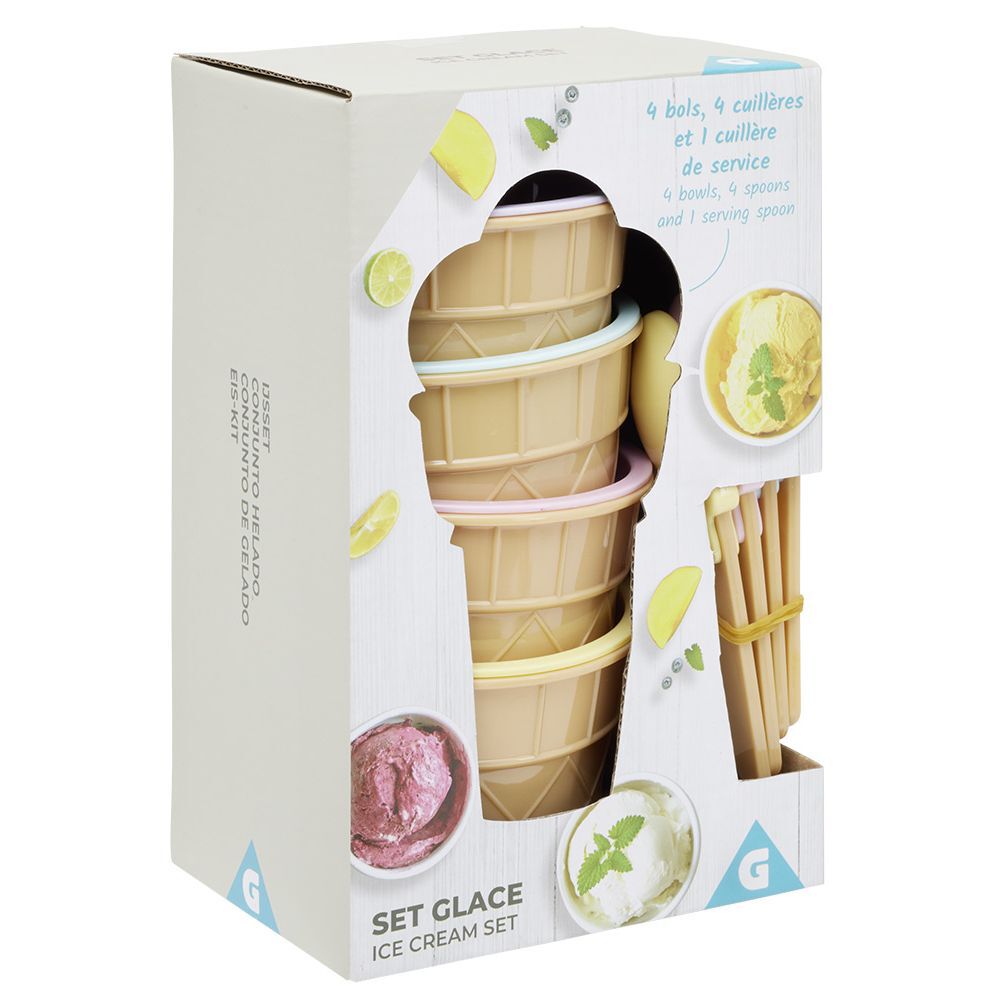 Bol et cuillère à glace x4