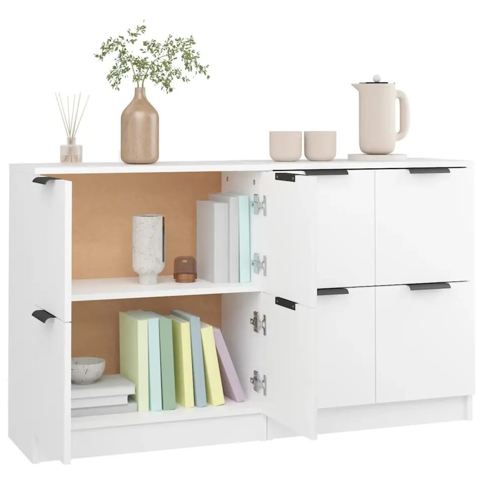 vidaXL - Dressoir - Wit - Bewerkt hout - 2 stuks