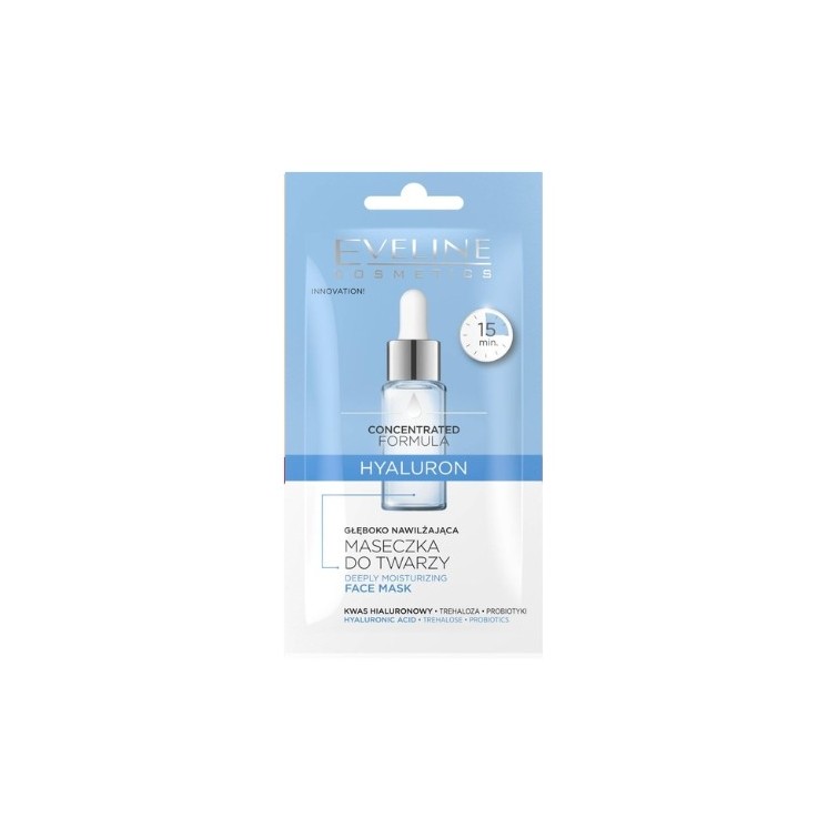 Eveline Konzentrierte Formel Tiefenfeuchtigkeitsspendende Hyaluron Gesichtsmaske 8 ml
