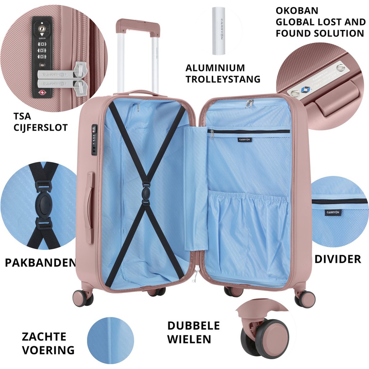 CarryOn Skyhopper 4 Wiel Trolley 68 Expandable old pink