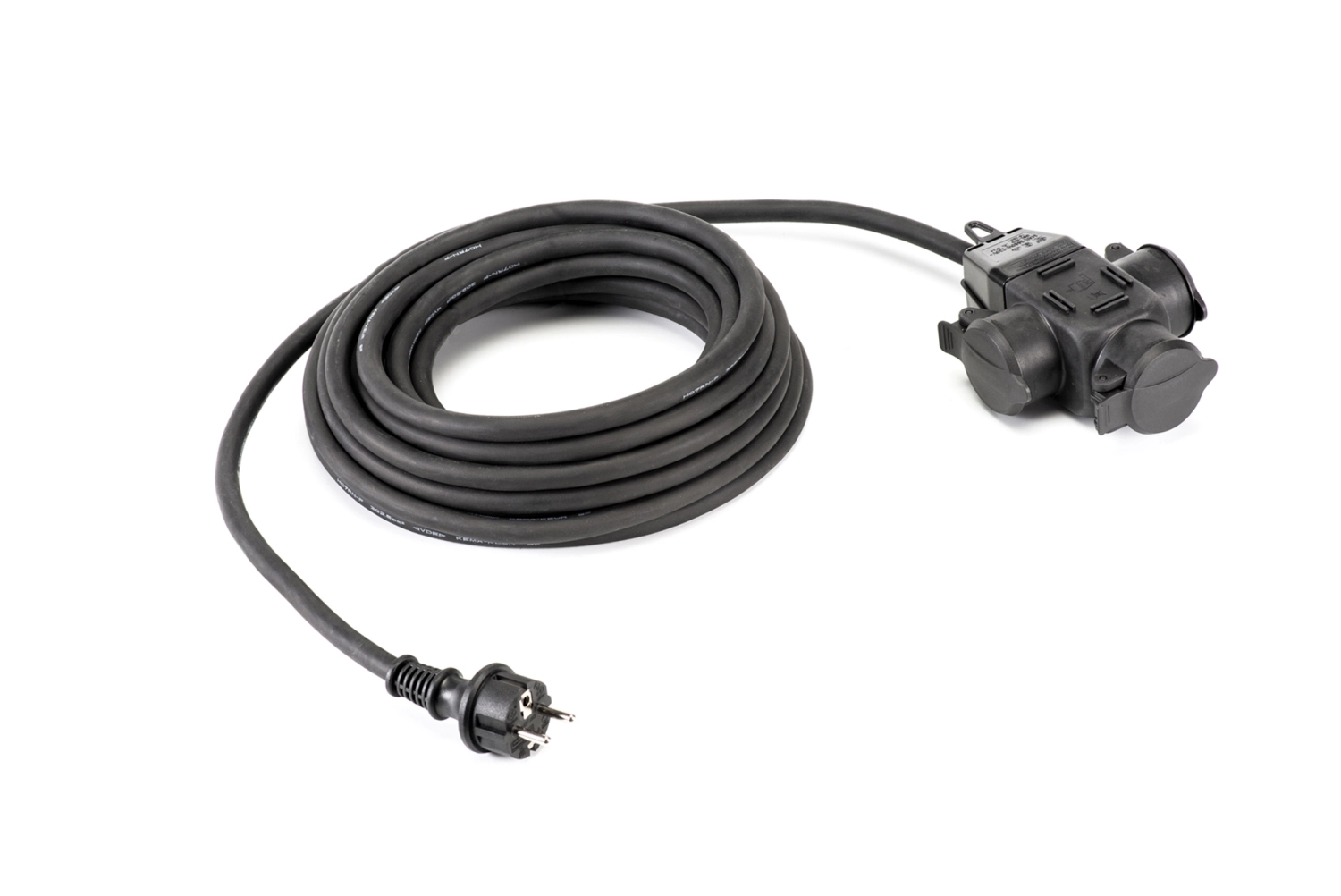 WikuTech WT 3004 Verlengkabel met 3-voudig verdeelblok - IP44 - H07RN-F 3G 2,5mm - 10m