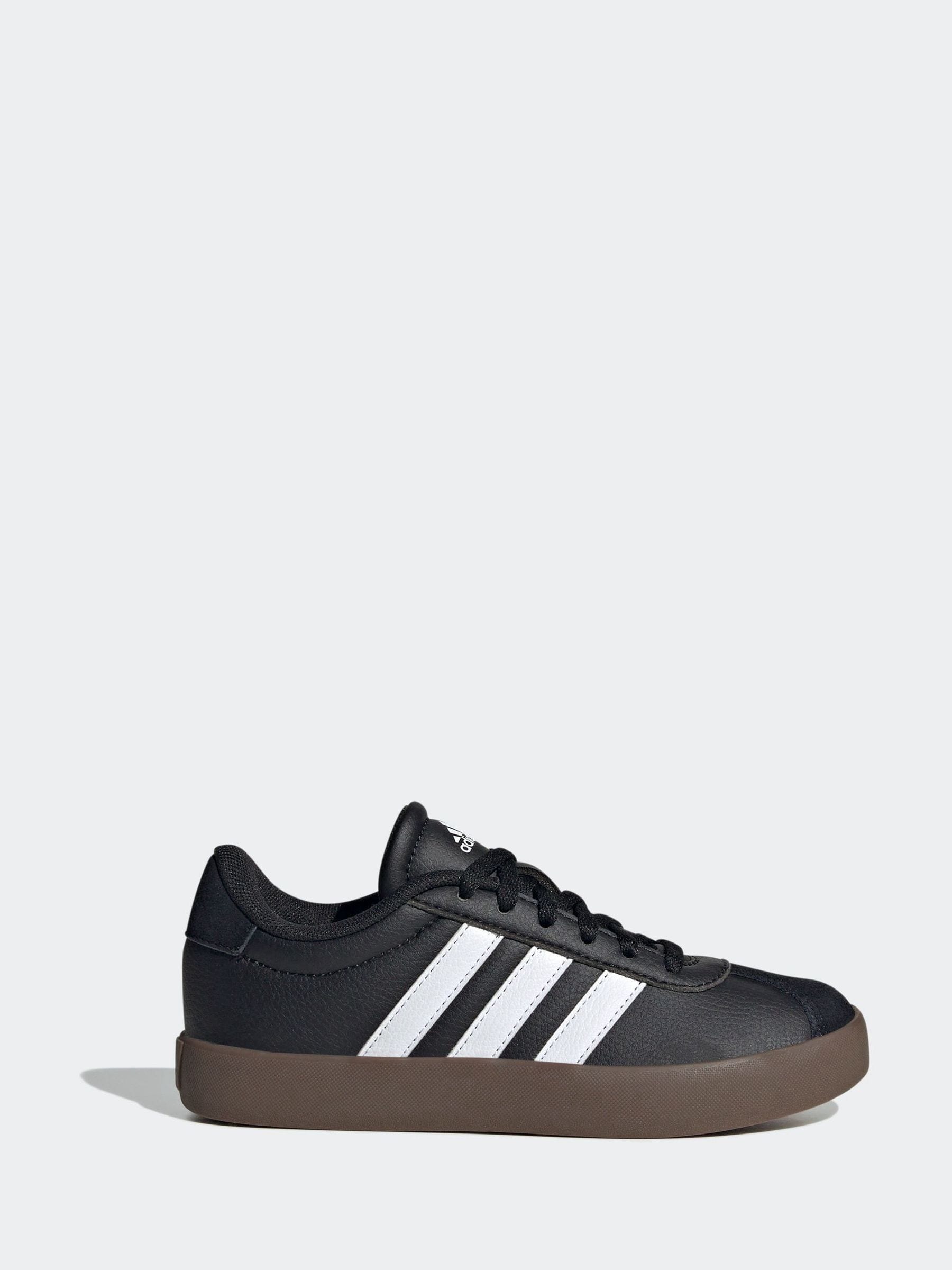 Zwart/bruin - adidas Vl Court 3.0 Suède sneakers met veters voor kinderen