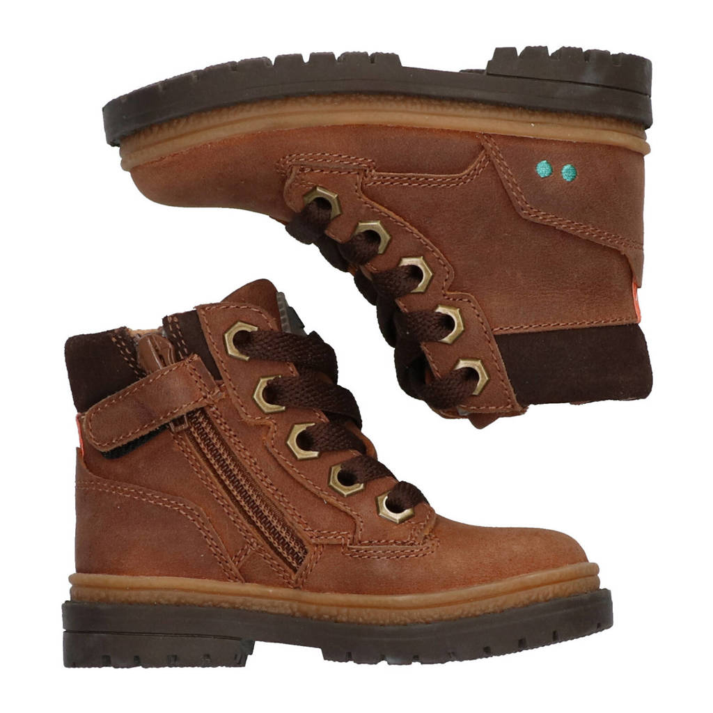 BunniesJR leren veterboots cognac
