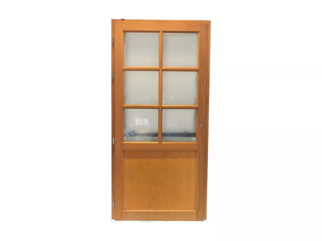 Porte De Service Bois Vitree Naxos, H,200xl,90 P, Droit + Poignee Et Barillet (ref 01245f924) Cotes Tableau Gd Menuiseries