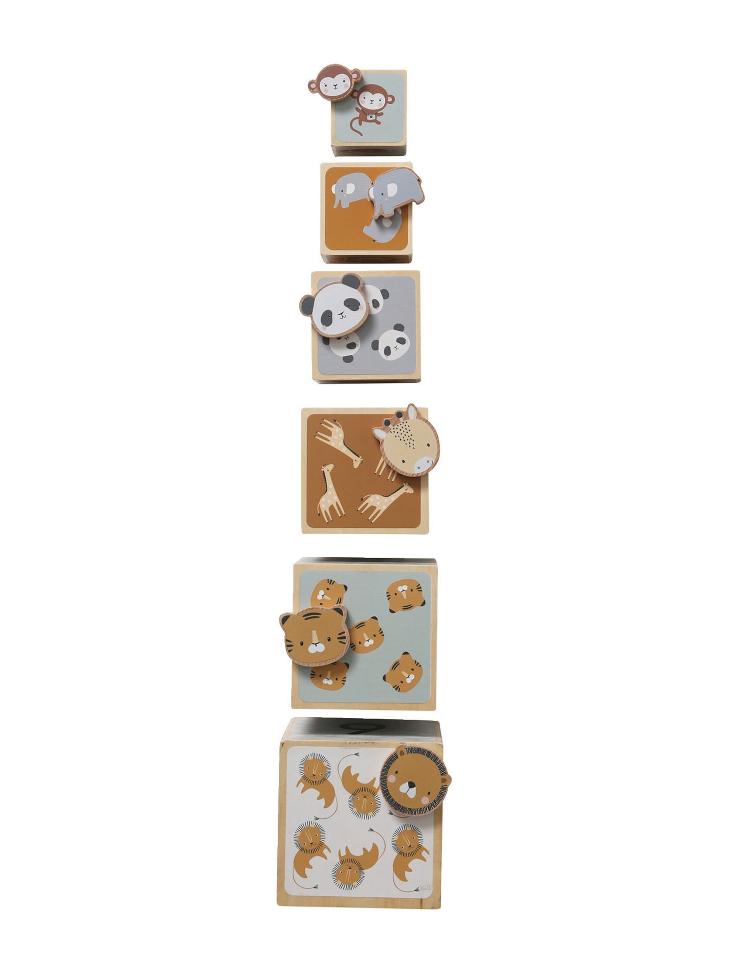 Vertbaudet Baby Stapelturm mit Steckspiel aus Holz FSC® mehrfarbig/pandafreunde