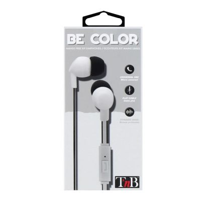 T'nB BE COLOR Kit main libre - Ecouteurs filaire avec micro - intra-auriculaire - blanc