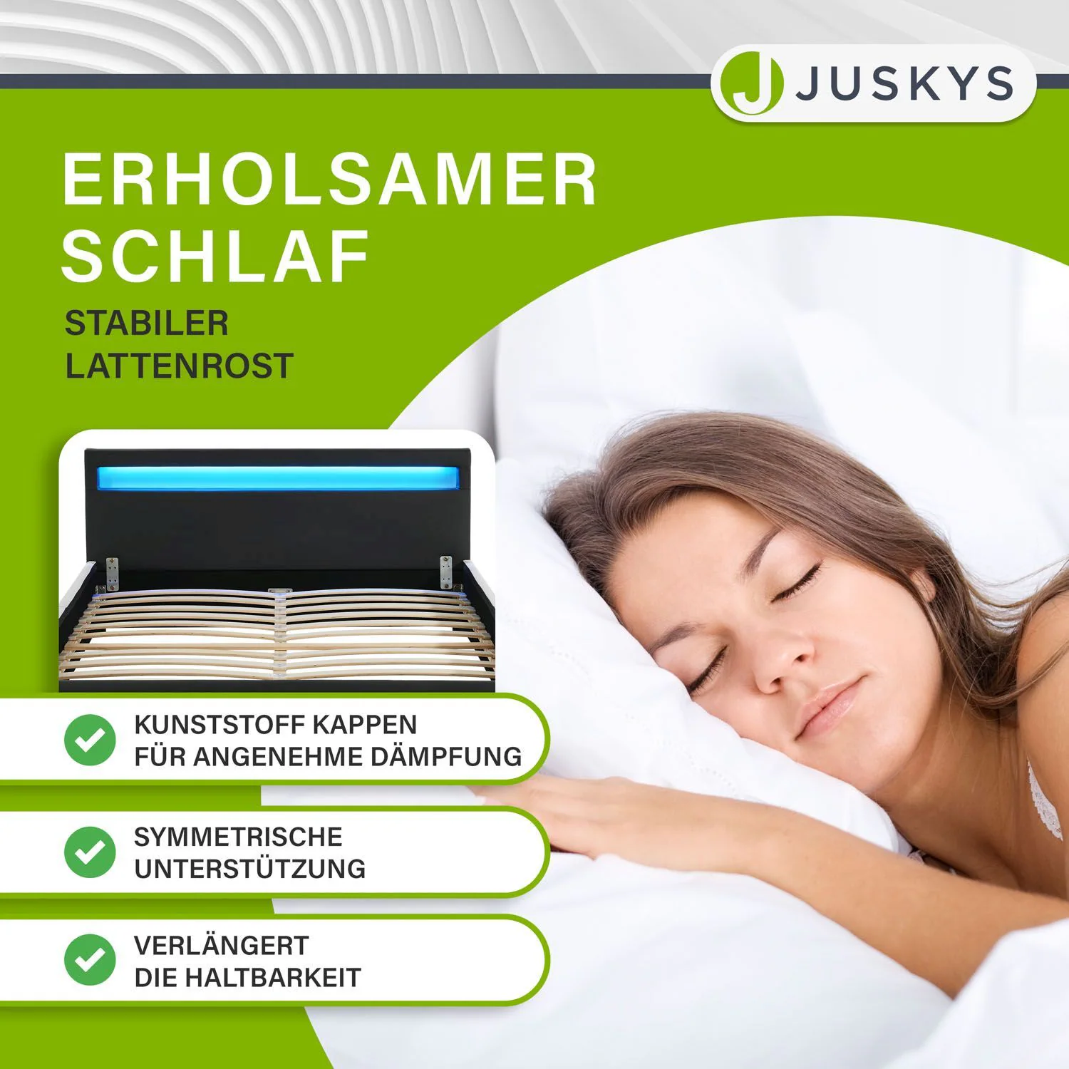 Juskys Polsterbett Sevilla 140 x 200 cm schwarz Einzelbett mit Kaltschaummatratze