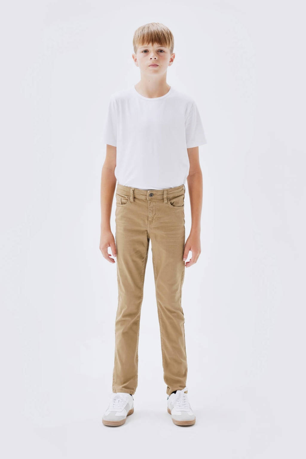 NAME IT slim fit broek NKMTHEO beige