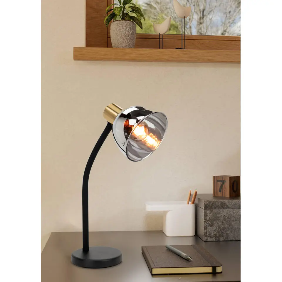 EGLO Macere Tafellamp - Bureaulamp - E14 - 34 cm - Zwart/Goud