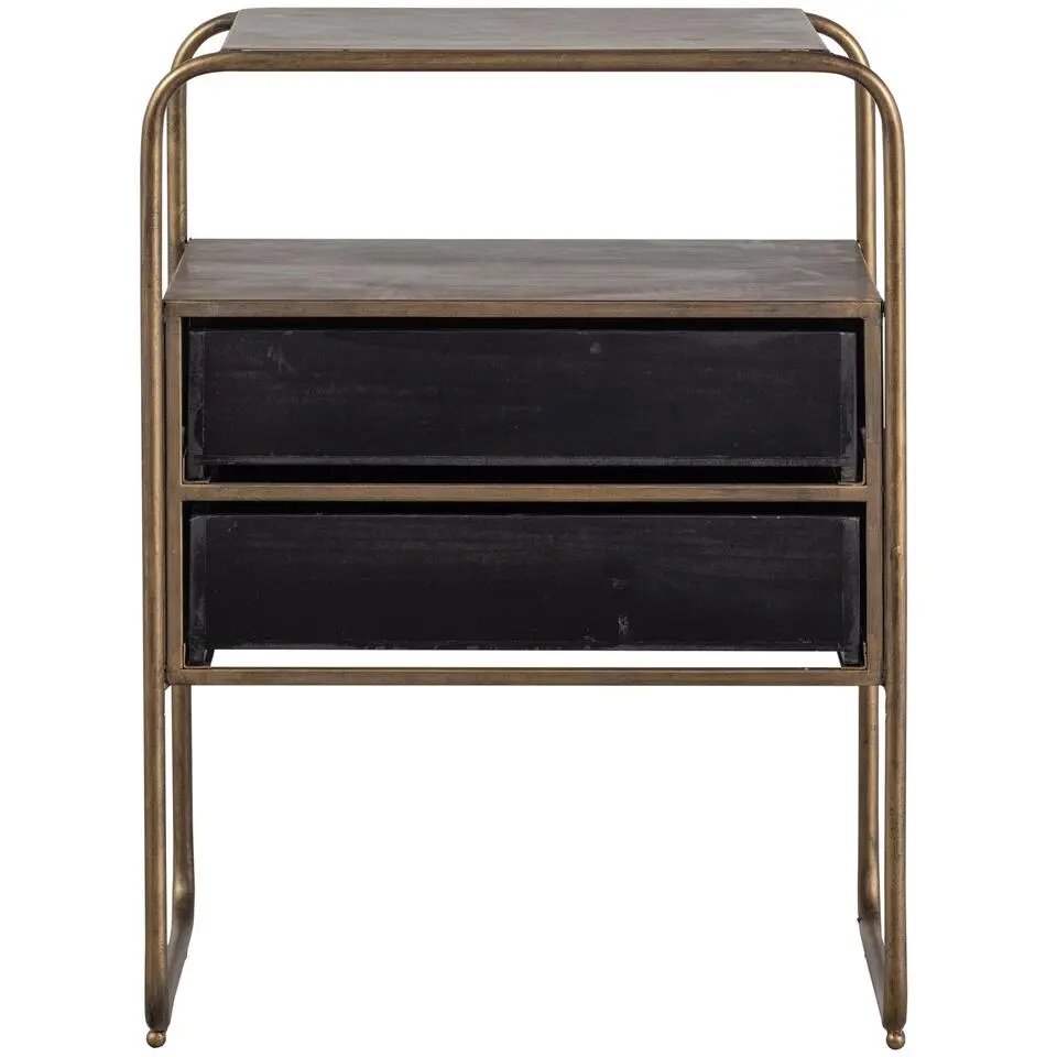 WOOOD Polite Nachtkastje - Metaal/hout - Antique Brass - 62x45x38