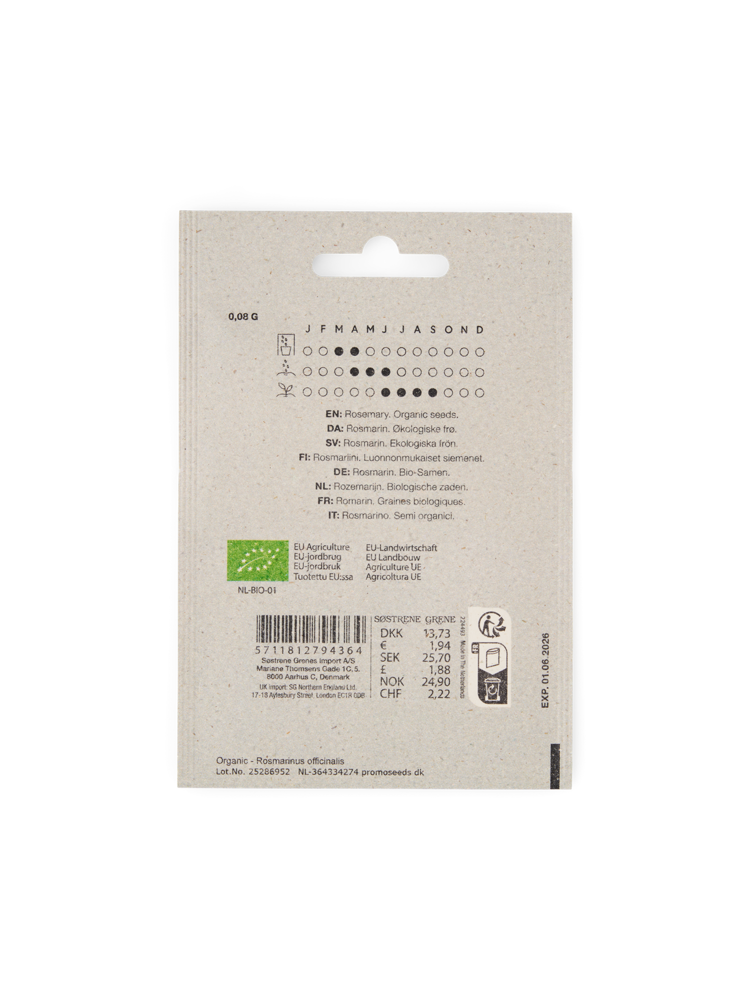 Økologiske rosmarinfrø | 0,08 g. | Green