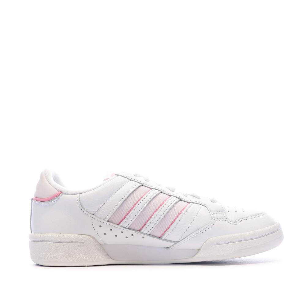 Adidas Baskets Blanches/Rose Femme Adidas Continental 80 Stripes