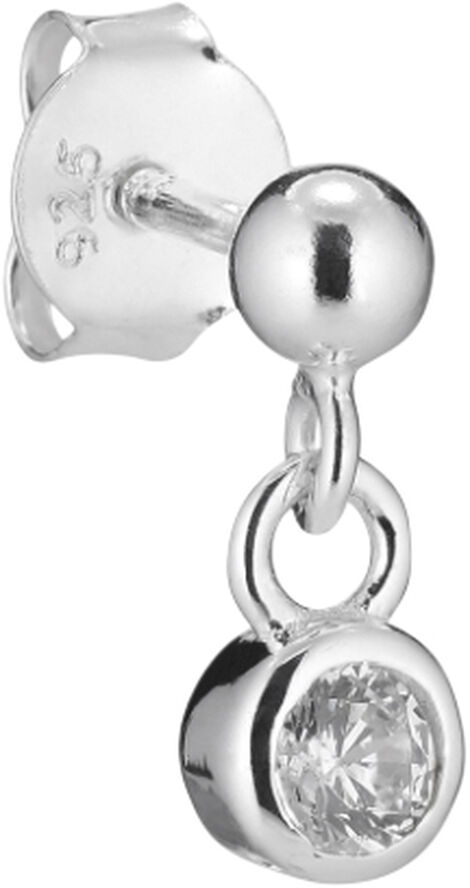 The Earring Shop Crystal Stud -Silver Sølv