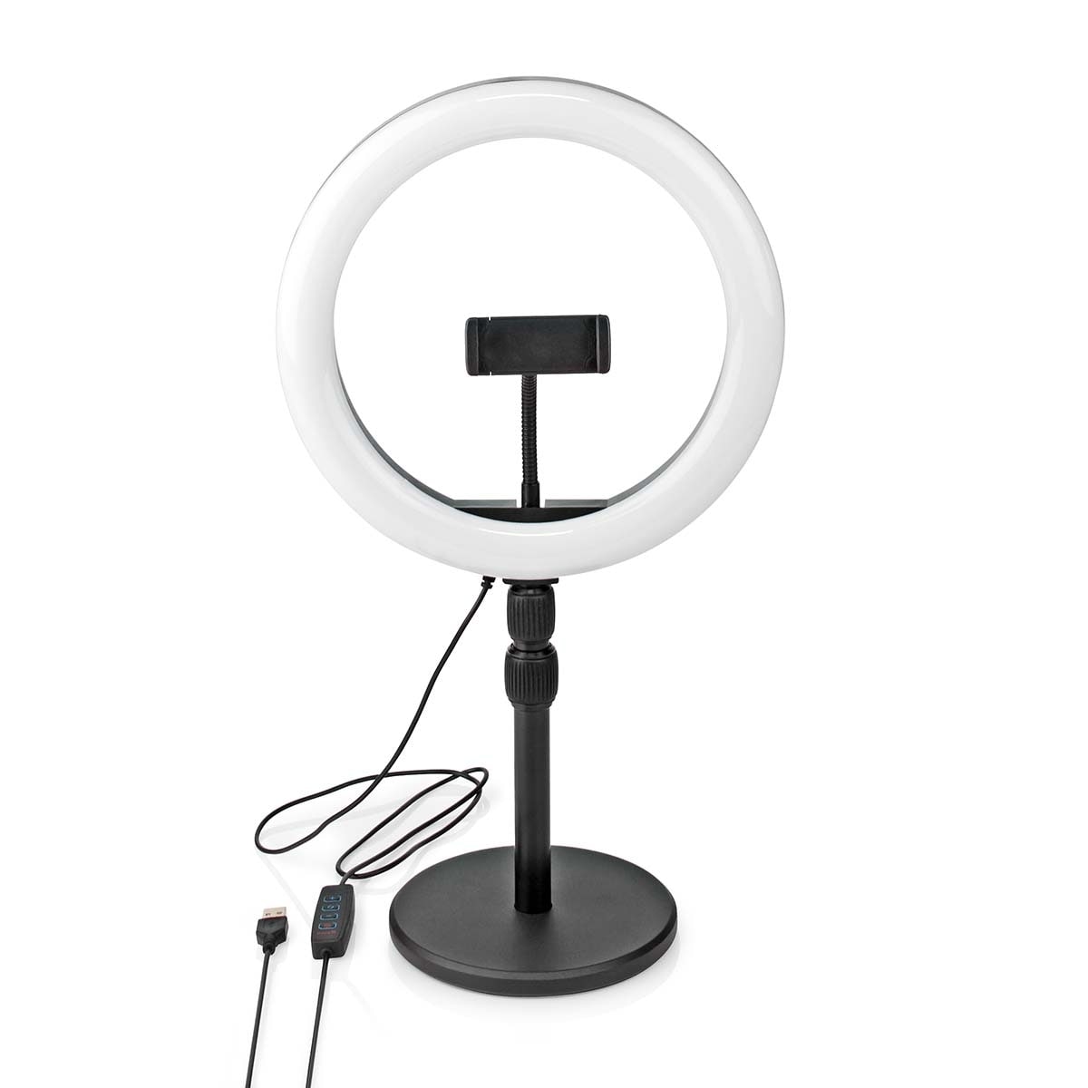 Nedis Ringlys | 10 inch | 120 LED s | 2700 - 6700 K | Skrivebord | Sort