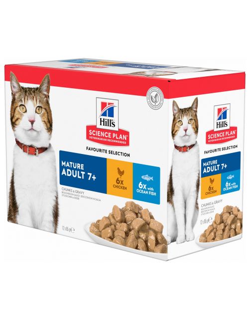 Hill's Feline Maaltijdzakjes Senior Multipack - Kattenvoer - Kip 12x85 g