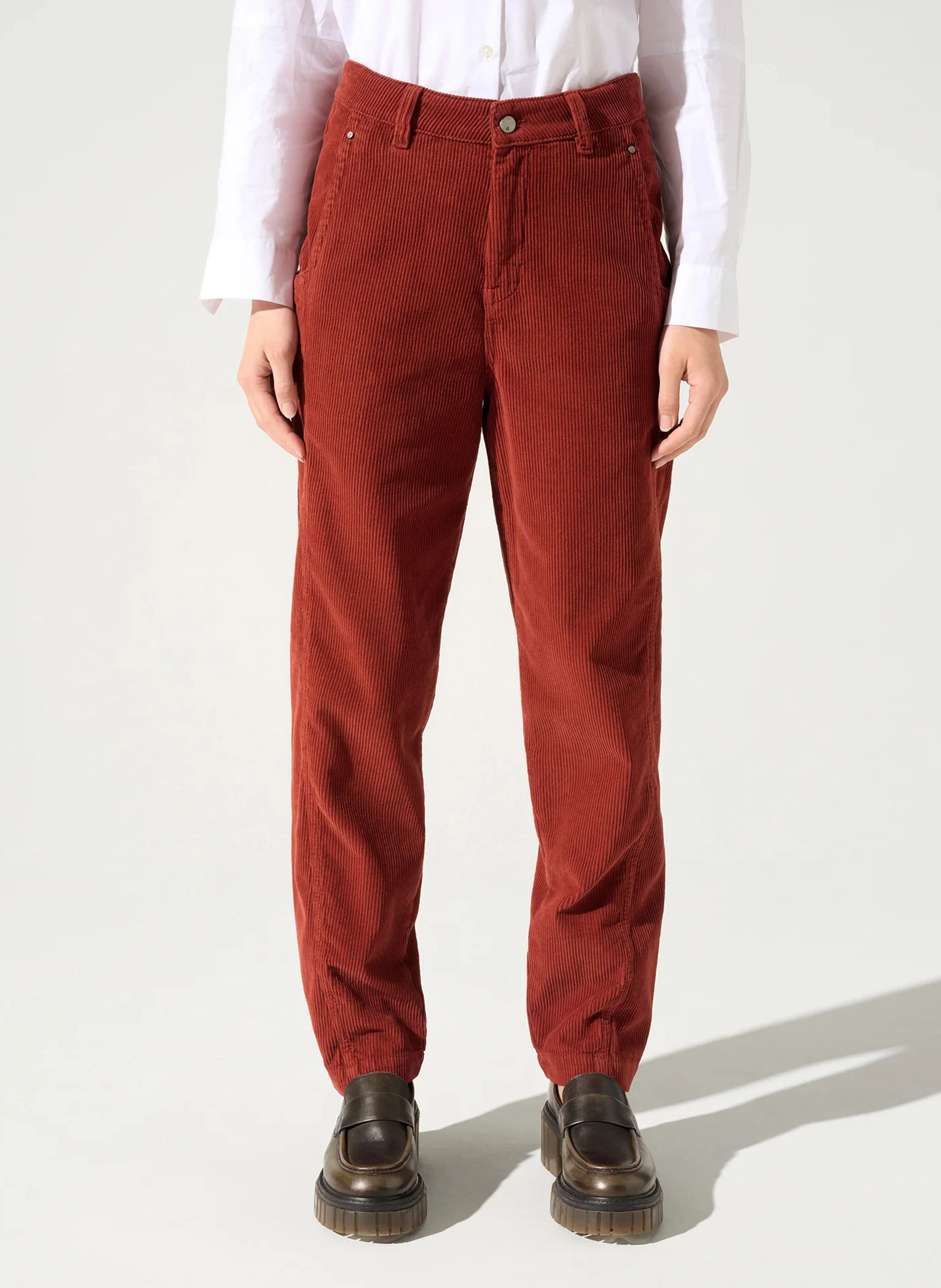 MARA - Pantalon mom en coton| Rouge