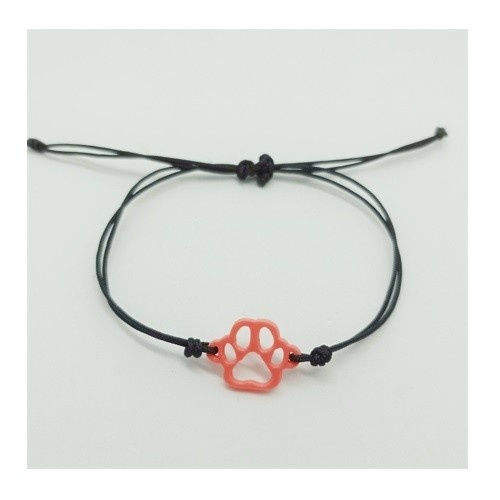 Pulseira Seron com estampa de pata de cachorro em coral