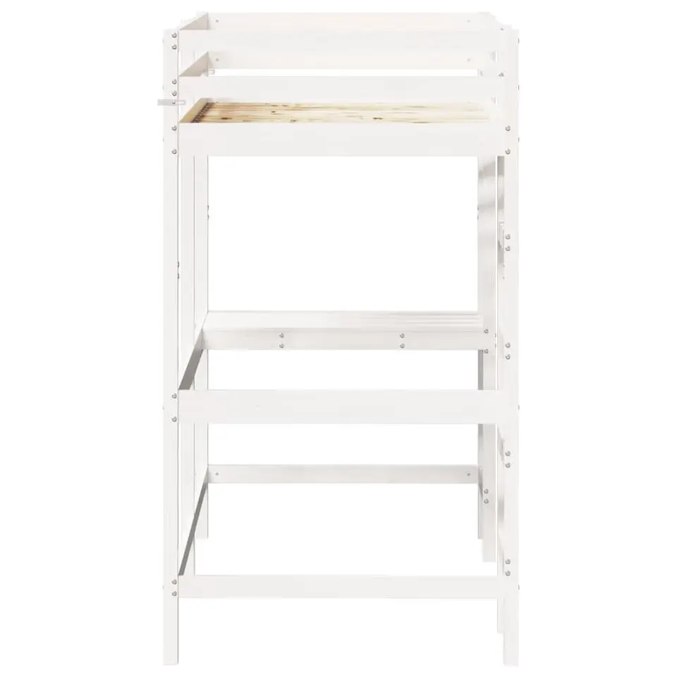 vidaXL - Hoogslaper met bureau - Wit - Massief grenenhout - 90x190 cm