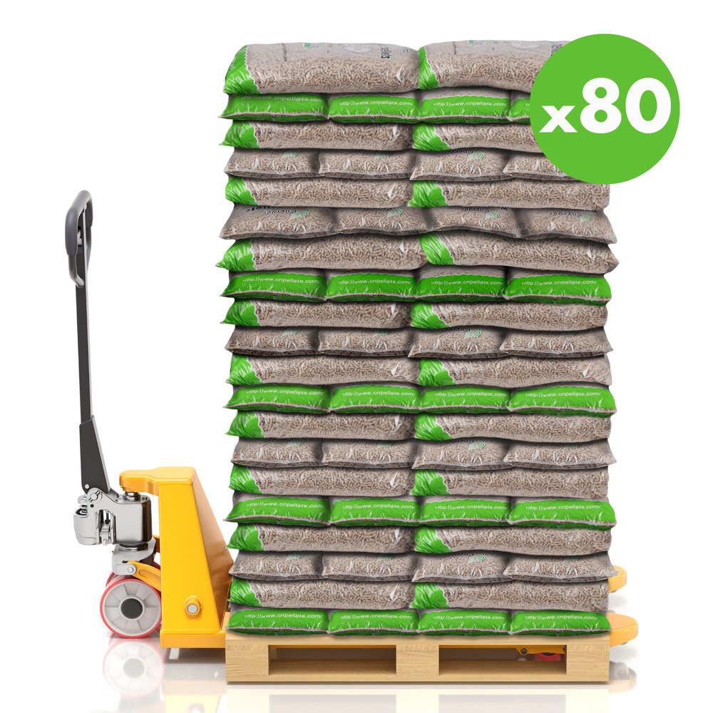 Wood pellets - granulés de bois 80 sacs 15 kg - haute qualité et haute performance technique - combustion propre et ecologique -