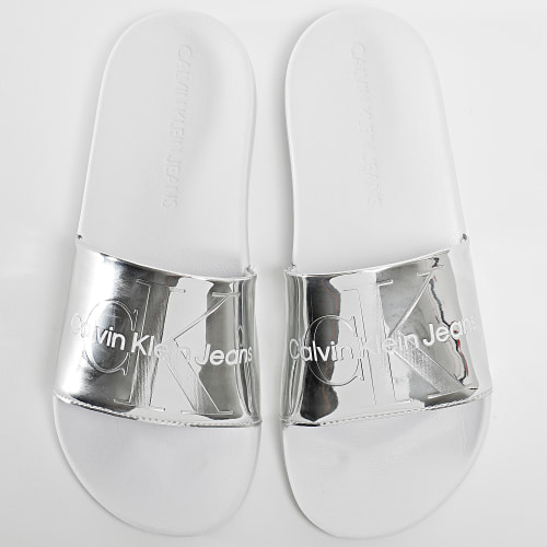 Claquettes Femme Slide Metallic Metallic Silver