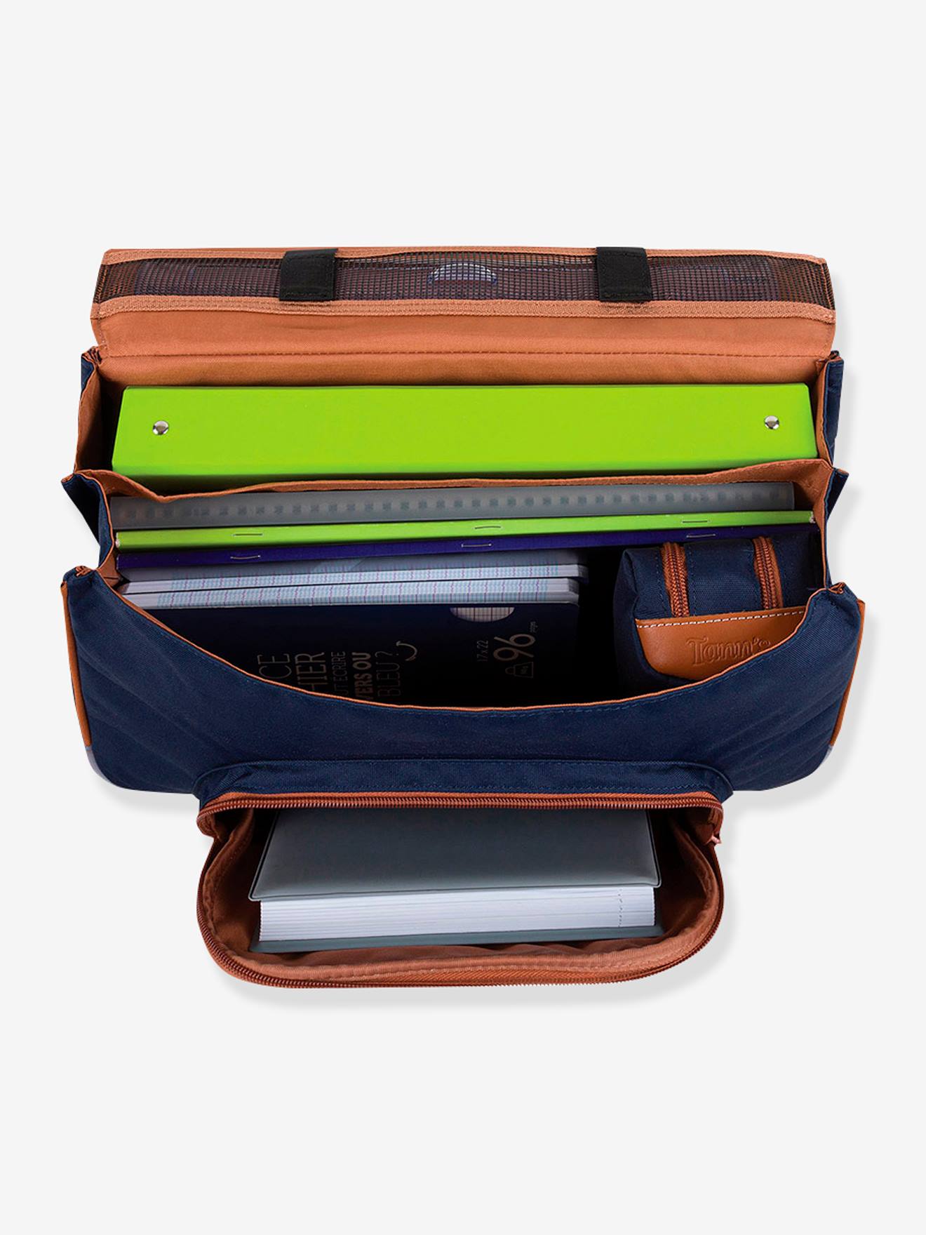 Mochila Alexa da Tann para meninas, azul médio com estampa.