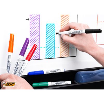 BIC VELLEDA 1741 - Pack de 8 marqueurs effaçables - pointe ogive - couleurs assorties
