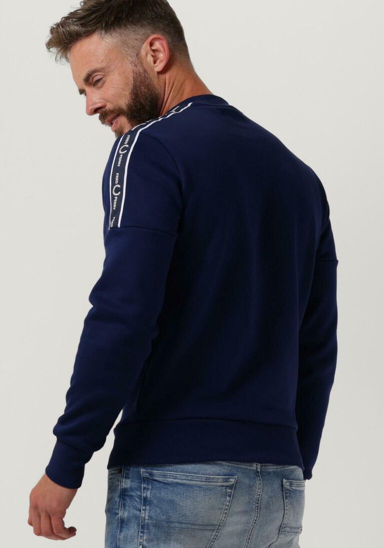 FRED PERRY donkerblauwe fred perry sweater tape sleeve sweatshirt