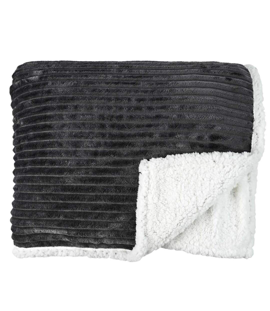 Plaid flanelle côtelé - 180x220cm - Gris