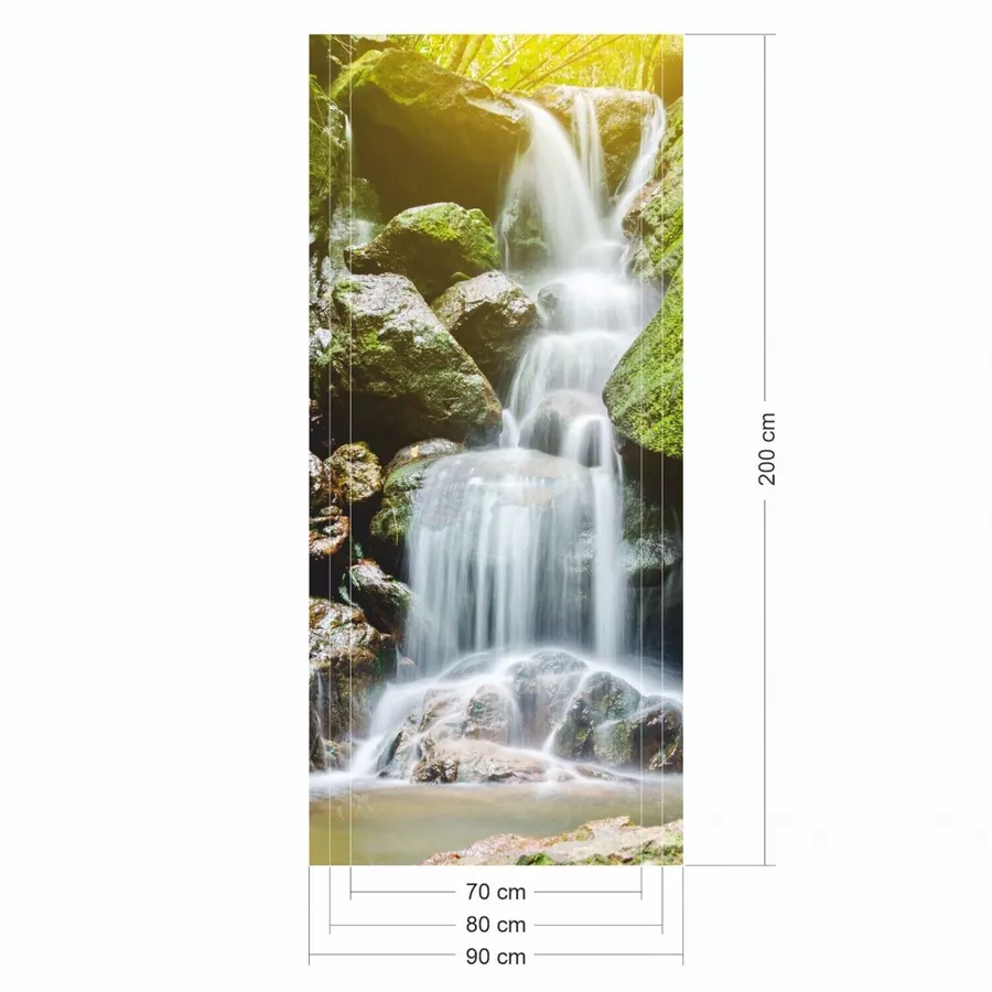 Nikima Türbild TB-06 selbstklebendes Türbild – Wasserfall Klebefolie bunt