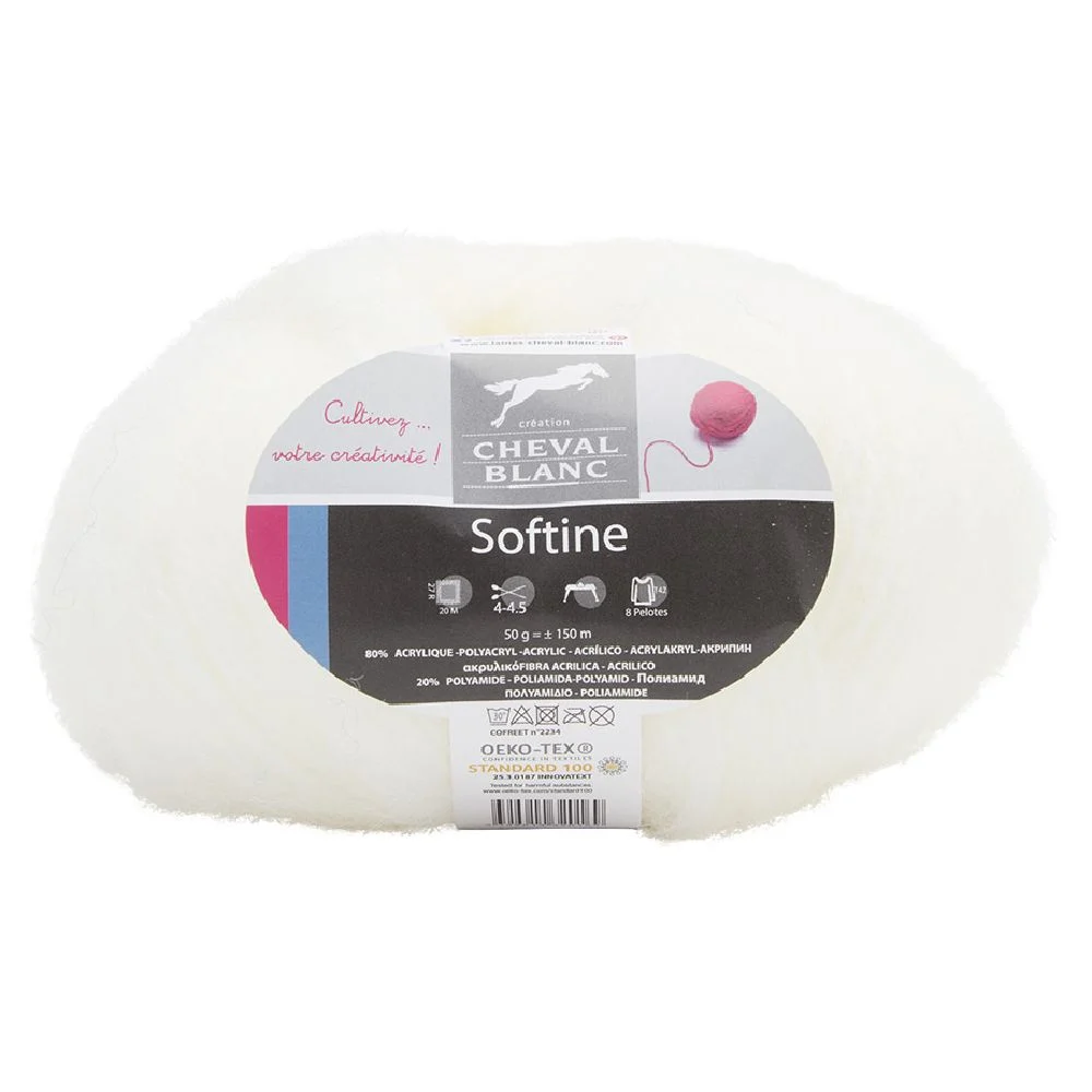Fil à tricoter Softine blanc écru 50 g