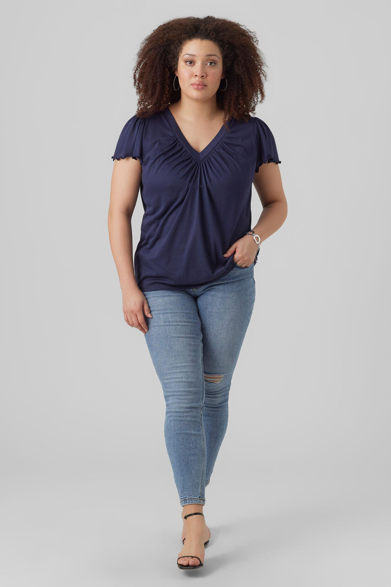 Camiseta básica de manga curta Curve - Azul Marinho