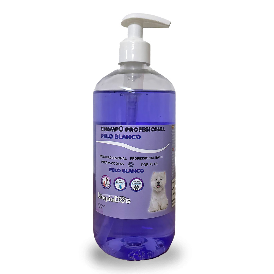 Shampoo LIMPIADOG para cães de pelo branco, ilumina a pelagem do seu pet, fragrância fresca e natural, 5 litros