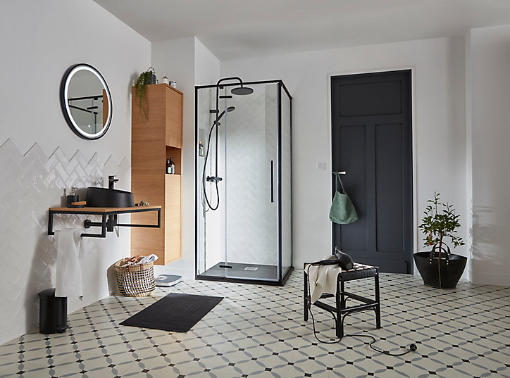 Plan de toilette GoodHome Avela placage chêne 80 cm