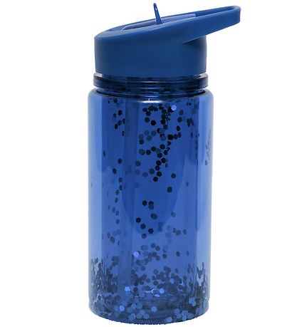 Petit Monkey Trinkflasche m. Strohhalme - 300 ml - Glitter Blue