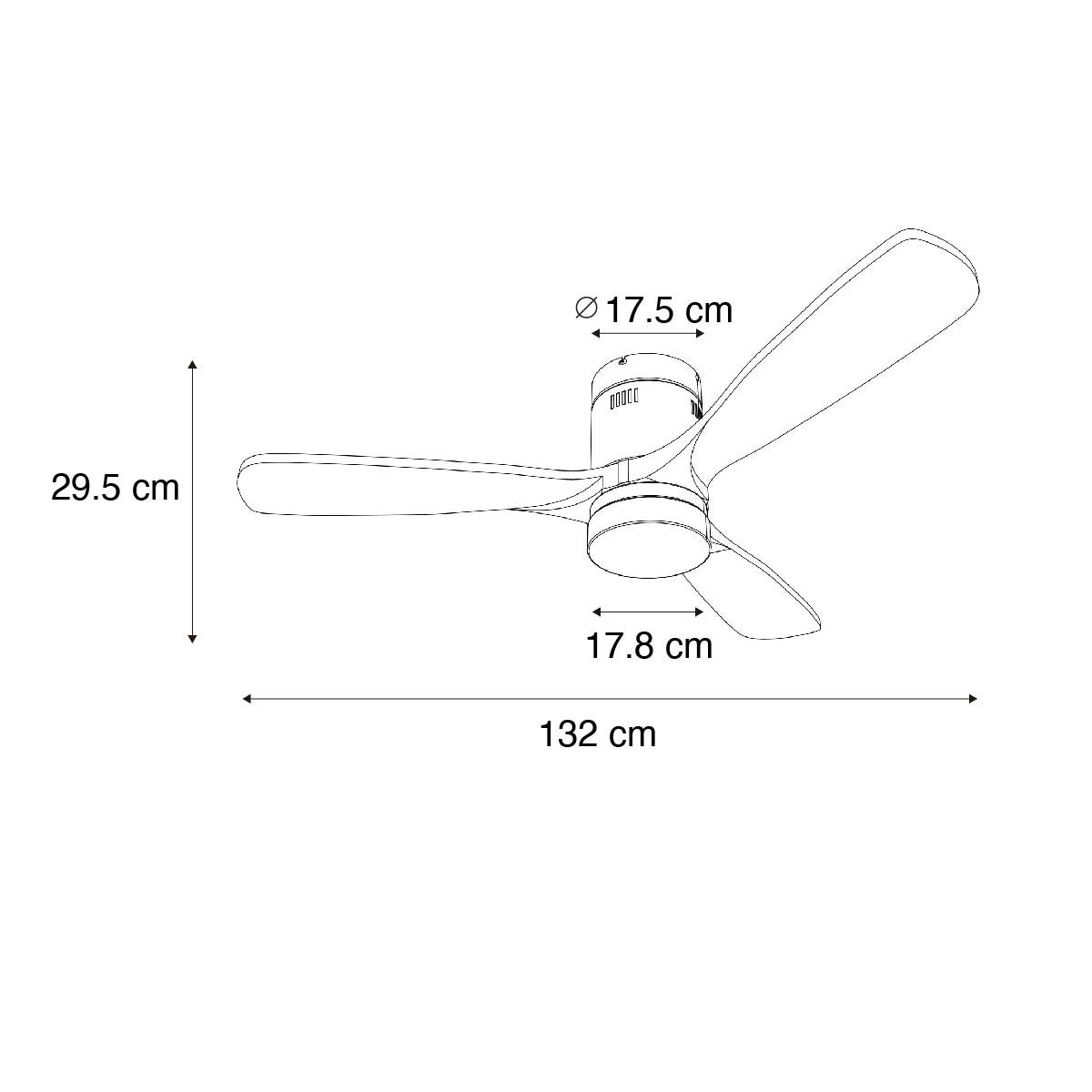 Smart plafondventilator zwart 132cm incl. LED dimbaar met afstandsbediening - Sofia