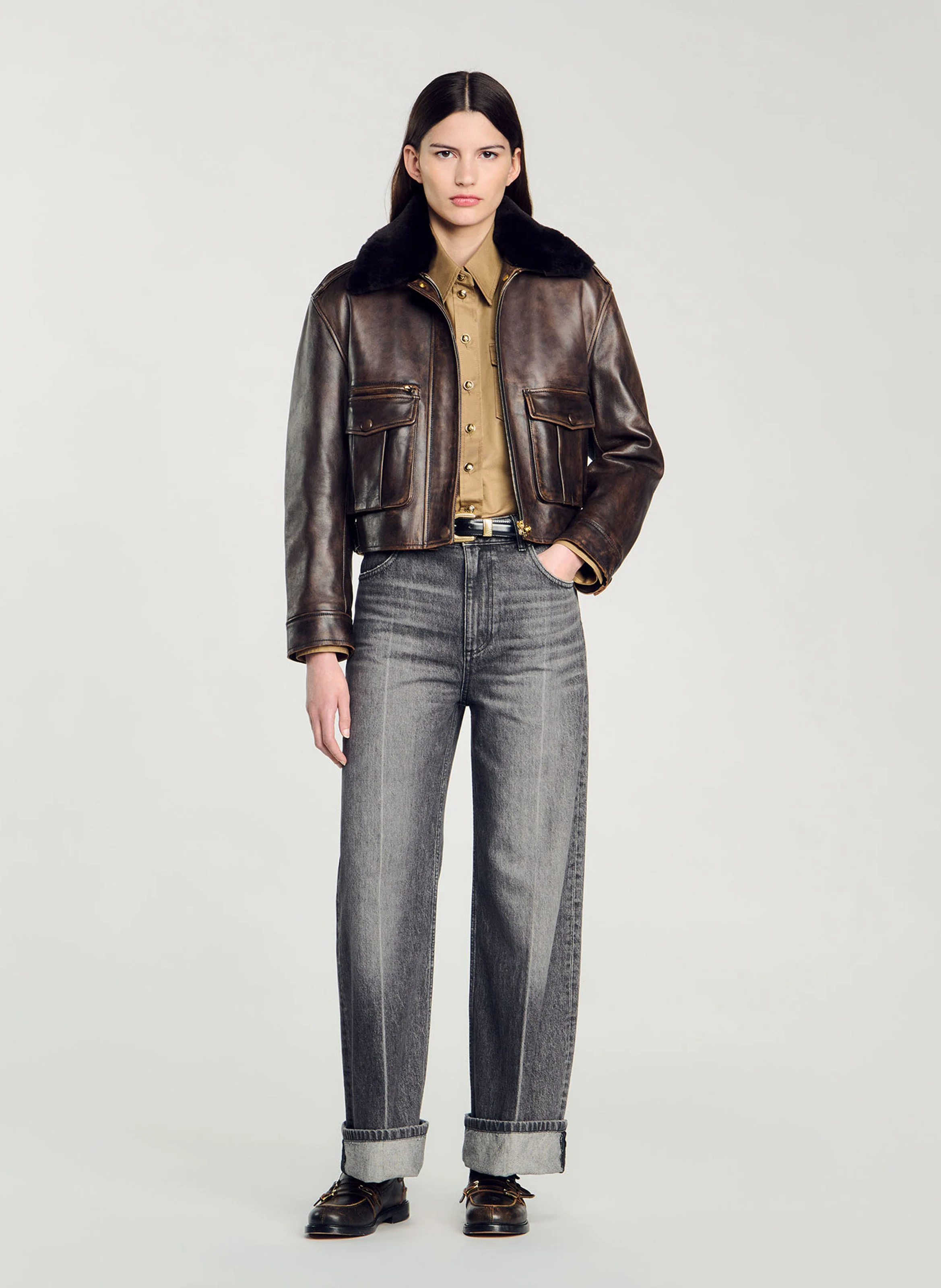Jean droit en coton | Gris