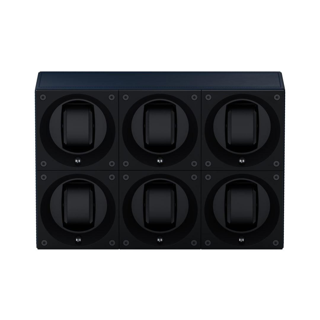 SwissKubik Masterbox Leder Marineblau - 6 Uhren