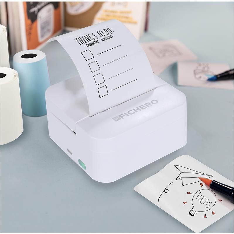 Mini Pocket Printer voor mobiel | Zonder Inkt | Draadloos Bluetooth | Inclusief 3 printrollen
