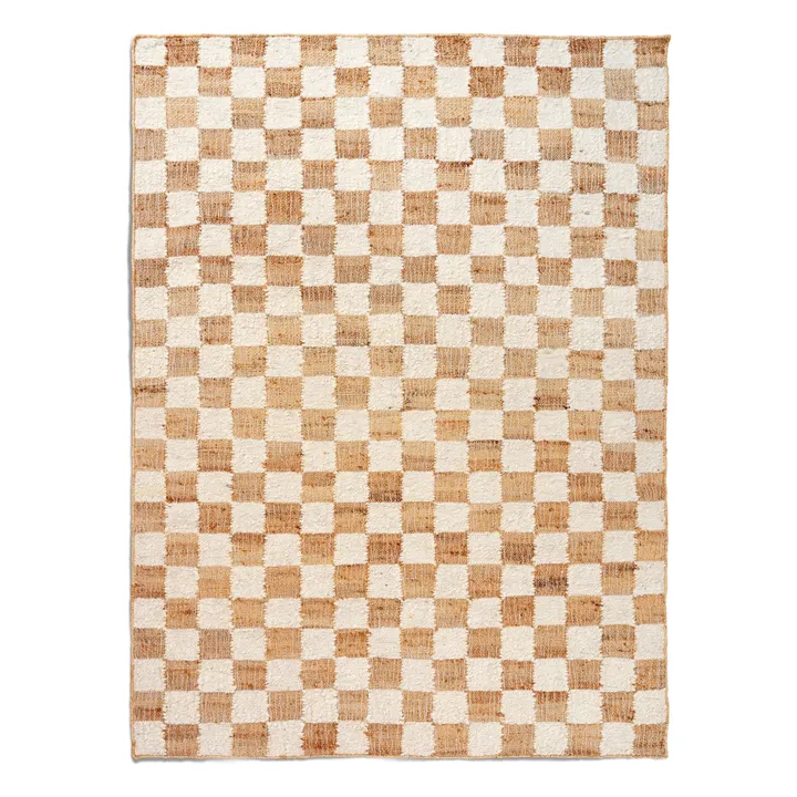 Ferm Living Tapis en jute et laine Check | Crème